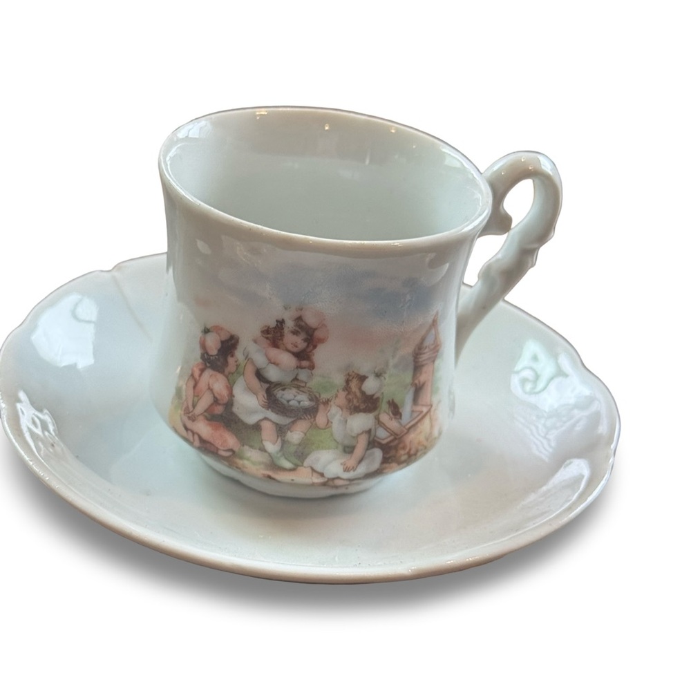 Decorative Porcelain Teacup and Saucer Vintage Hand Painted